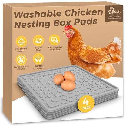 Washable & Reusable Nesting Pads for Chicken Coop - 4Pcs Chicken Nest Mats - Durable 12"x 12" Plastic Nest Box Pads for Egg Laying Hens (Soft, Easy Clean, Premium) - color: Gray-4pcs