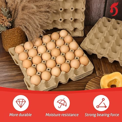 130 Pack Egg Cartons Crates Bulk - 30 Cell Pulp Fiber Egg Flats Reusable Stackable Cardboard Tray for Home Storing Packing Roach Colony Soundproofing