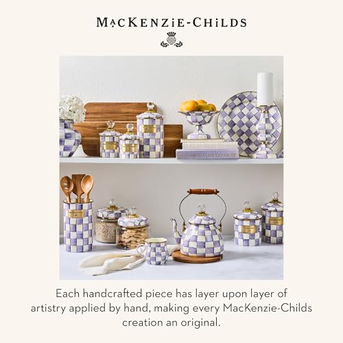 MACKENZIE-CHILDS Enamel Canister, Versatile Kitchen Storage Container for Flour and Sugar, Demi, 24-Ounce Capacity, Purple-and-White Violet Check - color: Violet Check