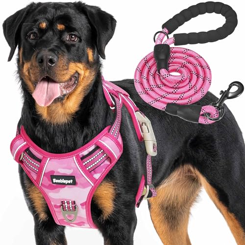 Beebiepet Heavy Duty Tactical Dog Harness for Small Dogs, No Pull Adjustable Pet Harness Reflective Service Training Easy Control Pet Vest Military K9 Working Dog Harnesses-X- Large, Pink Camo - color: Pink Camo, size: X-Large