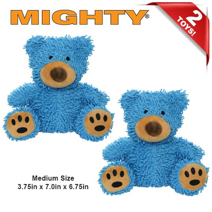 MIGHTY® 2 Pack Microfiber Medium Bear Dog Toys | Ultra Durable Plush Toy with Multiple Layers & Reinforced Seams , Washable and Floats , Mighty® Construction - color: 2PK Blue Bear