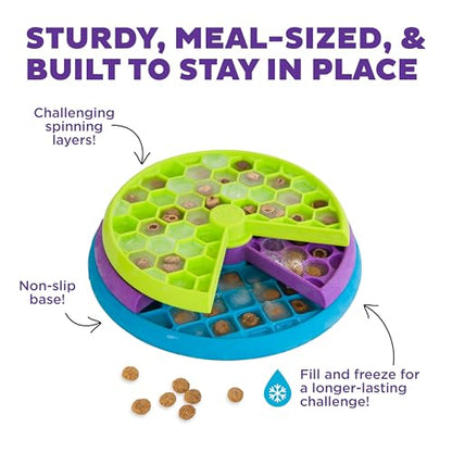 Outward Hound by Nina Ottosson Lickin’ Layers 3-in-1 Interactive Dog Feeder Puzzle, Lick Mat & Slow Feeder Bowl - Mental Stimulation Toy for Medium & Large Dogs, 2 Cup Capacity, 10.4 in x 2.8 in - color: Lickin Layers (Green, Purple, Blue)