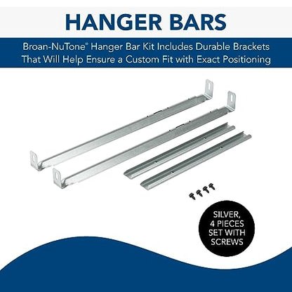 Broan-NuTone MHB4 Hanger Bar Set for InVent Series Bath Exhaust Fans, Silver, Steel, 4 Pieces