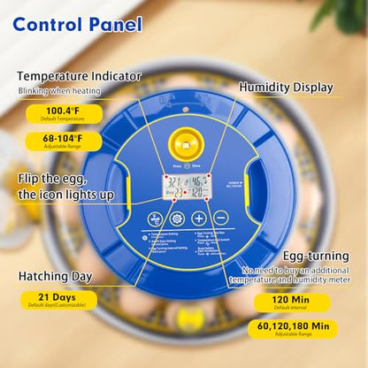 18 Egg Incubator Automatic Egg Turner Temperature & Humidity Control, Incubators for Hatching Eggs, Chicken, Ducks, Goose, Pigeon, Quail, Parrot Incubator Farm,Lab,Science Classroom,Home (Blue-18 Egg)