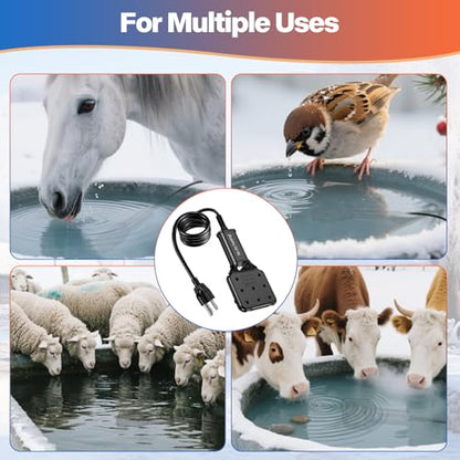 120V 800W Pond De-Icer and Chicken Water Heater for Livestock Tank Heater, Featuring Power-Off Protection, Overheating Protection, GFCI Plug & 9.2FT UL Approved Cord - size: 800 Watt