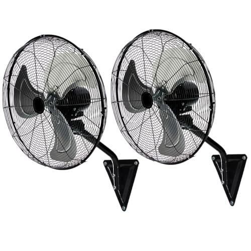 TMWINGS 20 Inch Wall Mount Fan, 2 Pack Heavy Duty Oscillating Wall-Mounted Fan with 6600 CFM, High Velocity 3 Speed Fans with Adjustable Tilting for Workshop, Garage, Patios, Industrial, Black - color: 2 Pack-20" Black