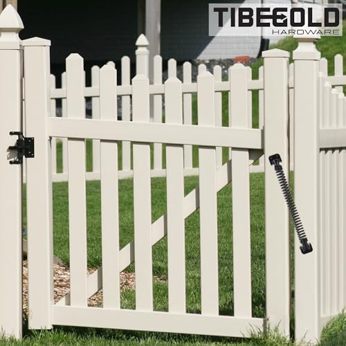 11-1/2" Gate Spring Self Closing, Heavy Duty Black Door Closer Spring, Adjustable Tensioner Automatic Outdoor Gate Closure, Gate Spring Hardware for Wooden and Vinyl Fence, 1 Pack - size: 11-1/2 Inch