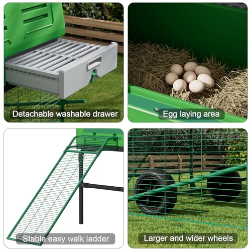 Durable Plastic Tall Chicken Coop with Run Outdoor - Portable Easy Assembly Chicken House with Insulated Besting Boxes, Waterproof Cover, Clean Drawer, Mobile Wheels (Standard) - size: Standard