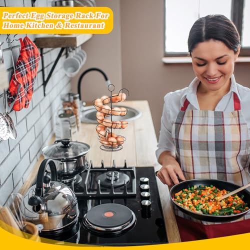 Zubebe 2 Pcs Egg Basket Storage, Spiral Fresh Egg Collecting Holder Countertop Metal Wire Rack Functional Dispenser for Kitchen Display(14.6'', Storage Basket Style) - size: 14.6'', style: Storage Basket Style