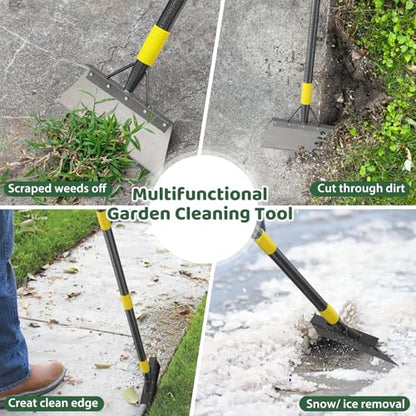 Garden Flat Shovel,74" Floor Weeding Scraper for Driveway Sidewalks, Floor Ice Snow Removal Tool for Outdoor Garden, Multifunctional Graden Shovel for Lawn Edging Weeding Chopping - size: 74"