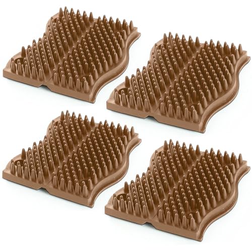 The Original ScratchnAll Animal Scratcher Pad, Flexible Acupressure Nubs & Interlocking Design, Very Durable & All-Weather, Great for Domestic, Barnyard and Zoo Animals - USA Made, Brown (4 Pack) - color: Brown, size: 4Pack