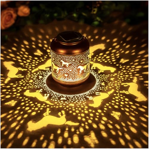 Horse Solar Lanterns Outdoor Waterproof Hanging Solar Lights Horse Gifts for Women Men Metal LED Decorative Light for Yard,Patio,Lawn,Tabletop,Pathway,Landscape,Garden Decor - style: Horse