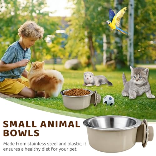 2Pcs Pets Lightweight Stainless Steel Bowl,Removable Stainless Steel Pet Hanging Food Water Feeder Bowl for Puppy Dog Cat Rabbit Ferret Bird Gunea Pigs (Large) - size: Large