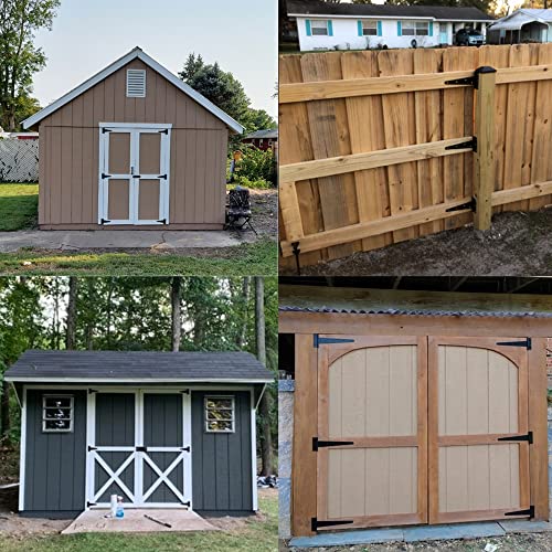 HILLMASTER 10 Inch T-Strap Heavy Duty Shed Door Hinges Gate Strap Hinges Black Tee Hinge Wrought Hardware for Wooden Fences,Yard,Barn Door,Rustproof (6 Pack) - size: 10in 6Pack