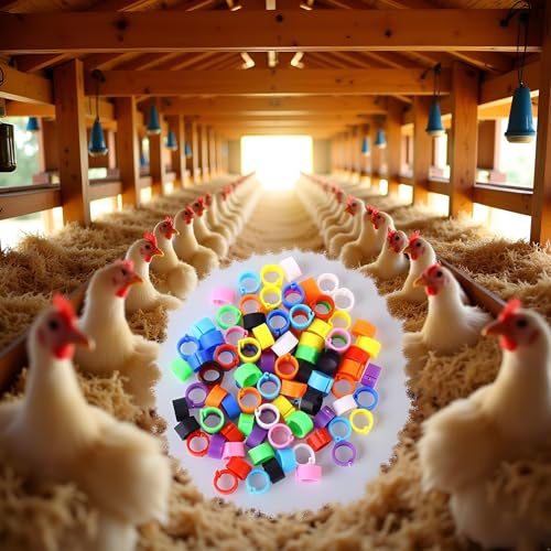 100 Pcs 8 MM Multicolor Poultry Leg Rings, 10 Colors Poultry Foot Rings Bird Identification Leg Bands Clip-on Rings for Birds, Ducks and Chickens Diameter, Poultry Feeding Equipment