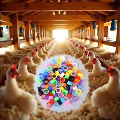 100 Pcs 8 MM Multicolor Poultry Leg Rings, 10 Colors Poultry Foot Rings Bird Identification Leg Bands Clip-on Rings for Birds, Ducks and Chickens Diameter, Poultry Feeding Equipment