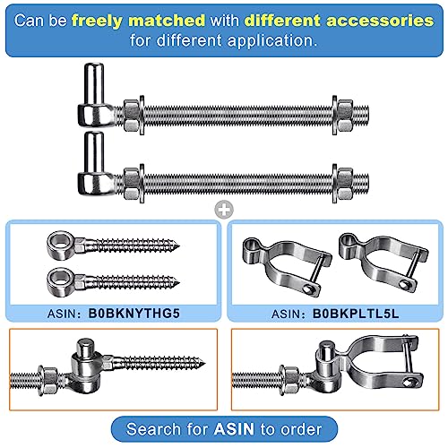 Insaga M16x 10'' J-Bolt Gate Hinge, 304 Stainless Steel J-Bolt Post Hinge for Farm Gate, 5/8" Male Pin J-Bolt Hinge for Chain Link Fence Gate, Gate Hinges for Metal Gates (2Pcs) - color: M16-10''-2PCS