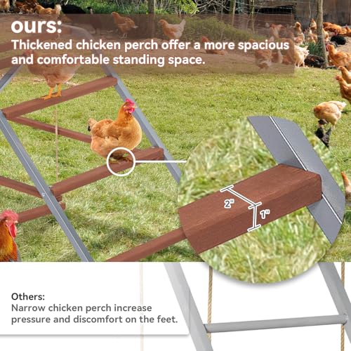 PETSFIT Chicken Roosting Bar-Solid Wood and Rustproof Iron Design, Chicken Perch with Swing for Healthy Poultry-Ideal for Backyard Coops, Farms, Easy to Assemble and Clean - size: 62"Lx24"Wx28"H