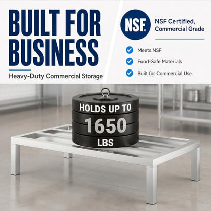 36" x 20" x 8" Aluminum Dunnage Rack – Heavy Duty Floor Storage Stand, NSF for Commercial Use - size: 36"W x 20"D x 8"H