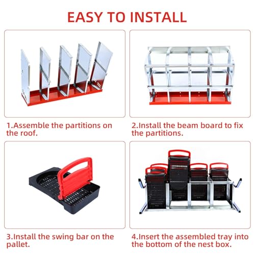 Chicken Nesting Box, 8-Hole Wall Mount Metal Chicken Nesting Box with Rollout Egg Collection & Easy-Clean Pull Out Tray, Roll Away Hen Roosting Boxes