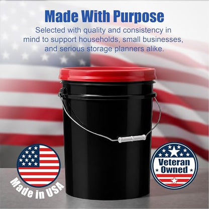 ePackageSupply 5 Gallon Bucket - Food Grade Bucket with Airtight Gamma Seal Screw-On Lid, BPA-Free, Heavy-Duty 90 Mil HDPE Plastic, Bulk Storage, Durable Container, Made in USA, Black/Red, 3 Packs - color: Black/Red, size: 3 Packs