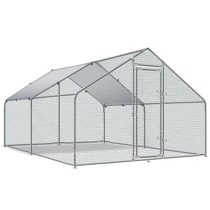 TOLEAD Large Metal Chicken Coop Upgrade Tri-Supporting Wire Mesh Chicken Run,Chicken Pen Walk in with Water-Resident and Anti-UV Cover,Duck Rabbit House Outdoor (Spire Roof 10’ W x 13’ L x 6.5’ H) - size: 156.2"L x 108.0"W x 78.0"H