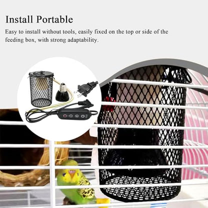 Chicken Coop Heater – Reptile Heat Lamp Guard, Metal Shade Cover, Anti Bite Safety Net | Ventilated Heating Cage Protector, Secure Mount Warming Fixture for Parrot Lizard Habitat