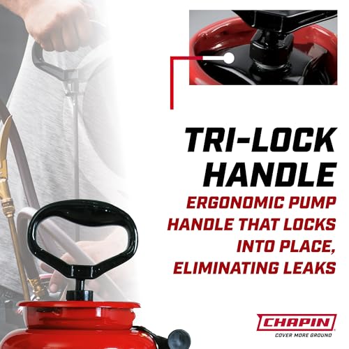 Chapin 19494 Made in USA 3.5 Gallon Tri-Poxy Industrial Open Head Sprayer for Professional Concrete Applications, Form Oils, Construction with All Brass Components, 3.5 gallons, Red