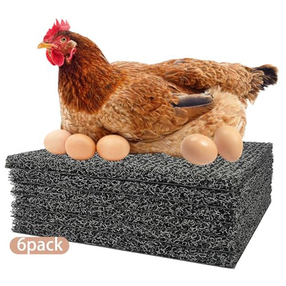 6-Pack 12×12 Washable Chicken Nesting Pads, Reusable Plastic Nest Box Liners for Chicken Coop & Poultry Laying Mats