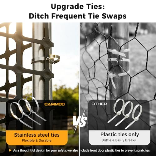 CAMMOO Metal Chicken Coop with Run, 9.8x6.6x6.6ft Walk-in Chicken Run for Yard with Cover, Upgrade Double Lock & Tough Mesh, Stainless Steel Ties, Easy Assembly, Chicken Pen for Ducks, Rabbits - size: 9.8'L x 6.6'W x 6.6'H