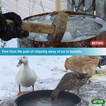 150W Chicken Waterer Heater, Aluminum Utility De-Icer for Farm & Livestock, Non-Conductive and Anti-Rust Heated Chicken Waterer, Bird Bath Heater Livestock Water Heater for Multiple Using - size: 150-Watt(New)