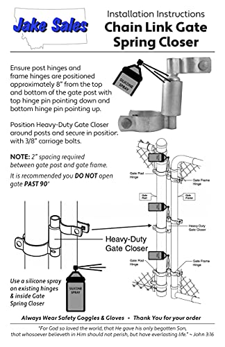 Chain Link Gate Spring Closer for 1-5/8" OD Gate Frame and 2-3/8" OD Gate Post - Self Closing Gate Spring Closer - Gate Closer Includes Bolts - size: 1-5/8" X 2-3/8"