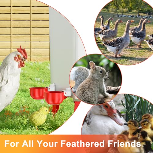ZenxyHoC Chicken Waterer Cups, 8 Pack Automatic DIY Chicken Water Cup with 3/8'' Hole Saw