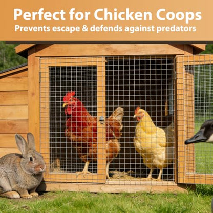 Hardware Cloth 16" x 50ft 19 Gauge, 1/2" Chicken Wire Fencing Galvanized Rust-Resistant, Wire Mesh, Poultry Animal Netting for Chicken Coops, Protective Barriers, Garden Fencing (Gloves Included) - size: 1/2" 16" x 50ft 19Ga