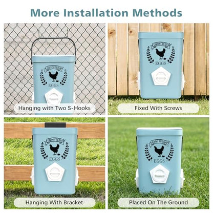 TGEYD Chicken Feeder and Waterer Set, No-Waste Hanging Feeder for Backyard Chickens, 3 Gal Waterer & 15LB Feed Bin