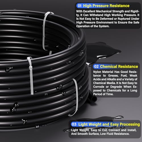 TAILONZ PNEUMATIC Air Line DOT 1/4 inch od Black Pneumatic Nylon Tube 32.8ft Air Brake Tubing Nylon Hose - color: Black-Nylon, size: 1/4'' OD/32.8ft/10m
