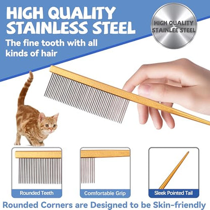Grooming Pet Comb Rat Tail Dematting Cat and Dog Comb，Rounded Ends Design for Safe Tangle Removal, Hairstyling, Massage，Loose Hair Removal，Prevent Irritation，Fluffing Paws,Face,Tail,Remove Tear Stain - color: Orange