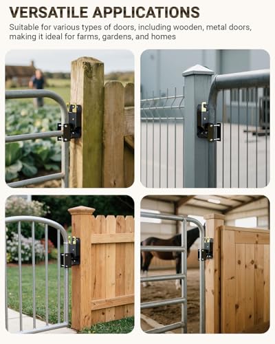 2 Way Farm Gate Latch, Heavy-Duty Fence Gate Latch with Self-Locking Nut, Black Livestock Gate Latch Compatible with Horse Corrals, Farms, Pastures, Stables, Ranches - size: 1PC
