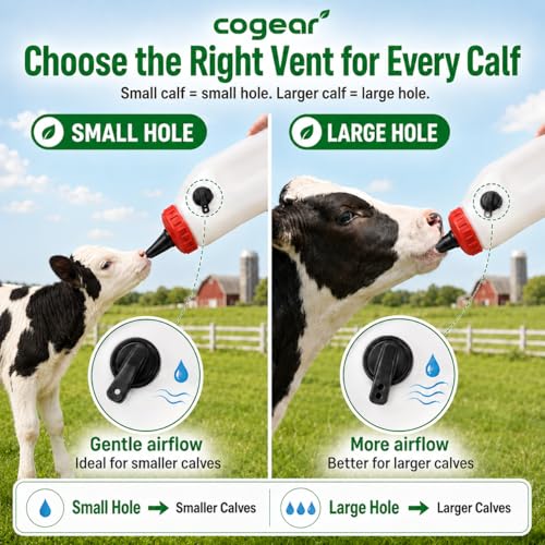 Screw Nipple Calf Feeding Device, Calf Feeding Bottle with Rubber Nipple & Cap, Handle Milk Pot Calfs Feeding Supplies (4L-Adjustable) - color: 4L-Adjustable