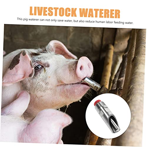 Happyyami 10pcs Automatic Stainless Steel Pig Waterer Drinking Tools Efficient Livestock Water Supply System Nipple Drinker for Pigs Cattle Sheep Leak-Resistant Design