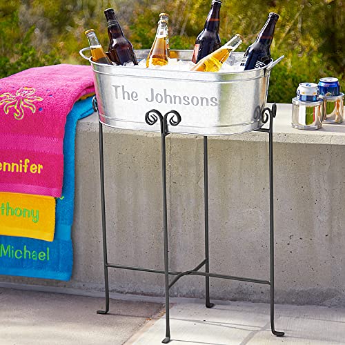 Let's Make Memories Personalized Any Message Beverage Tub w/Stand - Custom Beverage Tub - Unique Entertaining Essential - 5.5 Gallons - color: 3 Line Message, size: With Stand