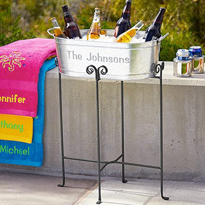 Let's Make Memories Personalized Any Message Beverage Tub w/Stand - Custom Beverage Tub - Unique Entertaining Essential - 5.5 Gallons - color: 3 Line Message, size: With Stand