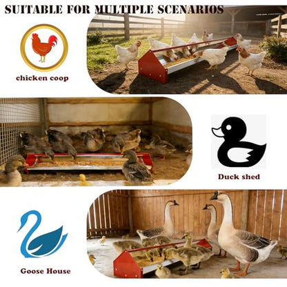 Chicken Feeding Trough,Chicken Feeder,45" Heavy Duty Galvanized Steel Feeder with Drainage Holes & Crossbar,Suitable for Poultry Feeder Trough for Chicken, Duck, Geese, Turkey (1 Piece)