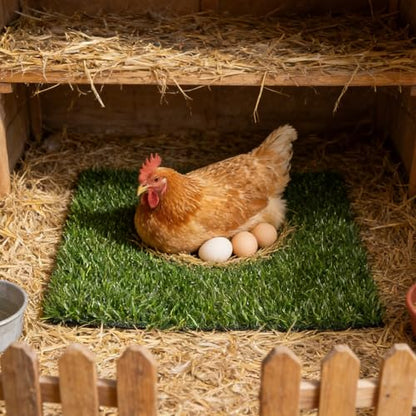 DECHOUS 6Pcs Washable Nesting Pads for Chicken Coop, 12 Inch Nesting Box Pads Reusable Artificial Grass Egg Laying Mat Bedding Liners for Poultry