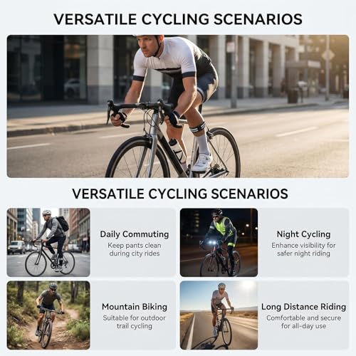 QUUPY 4Pcs Grey High Reflective Cycling Trousers Clips, Elastic Safety Ankle Cuff Bands, Outdoor Reflective Gear for Bicycle Riding, Fishing, Camping and Daily Outdoor Activities