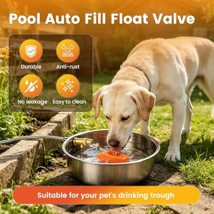 2 Pack Brass Float Valve 3/4 Inch, Auto Water Level Control, No leakage | Water Float Valve with Adjustable Arm, Auto Shut off Pool Pond Float Ball Valve for Trough,Fountains,Water Tank,Aquariums - color: 3/4 in Orange