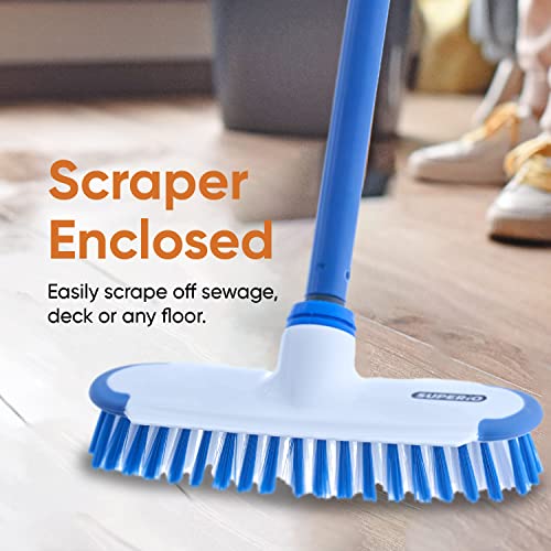 Superio Deck Scrub Brush Head Heavy Duty Stiff Bristles Replacement, Brush Refill with Scraper - Cleans Hot Tub, Swimming Pool, Granite Tiles, Bathroom, Patio, Kitchen, Wall, and Deck - size: Head Only | 9 in x 3 in Head
