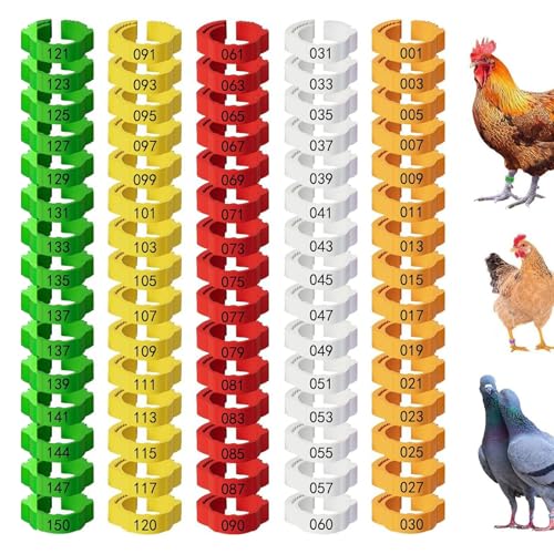 100pcs Light Poultry Leg Bands in Assorted Colors Designed for Secure Farm Animal Labeling Numbered Bird Leg Bands