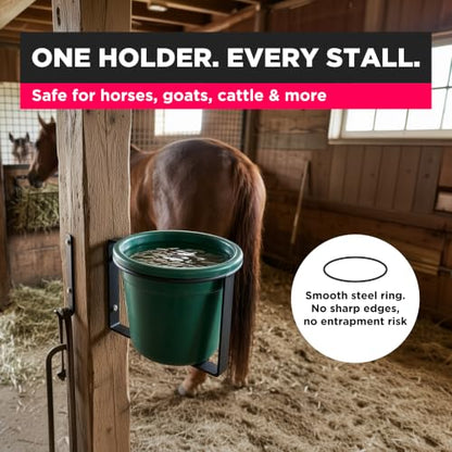 Scenic Road Water Bucket & Pail Holder Portable – Wall Mount 5 Gallon Holder, Heavy-Duty Metal for Horse Barn, Stalls, Livestock – Strong Wall Hook for Buckets, Pails, & Horse Supplies (SR300)