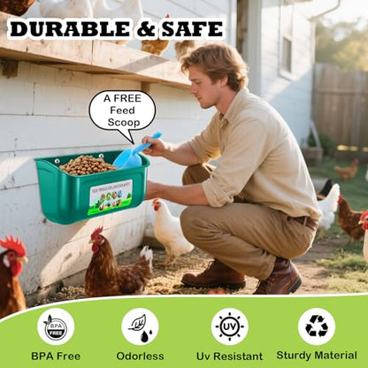 5 Pack Chicken Feeder, Duck Feeder Supplies, Hanging Fence Feed Trough with Clips for Goat, Sheeple, Piglet, Gooses, Turkeys, Dog Livestock Poultry, 8 Quarts in Total, Feed Scoop Included, Green - color: Green 5pcs